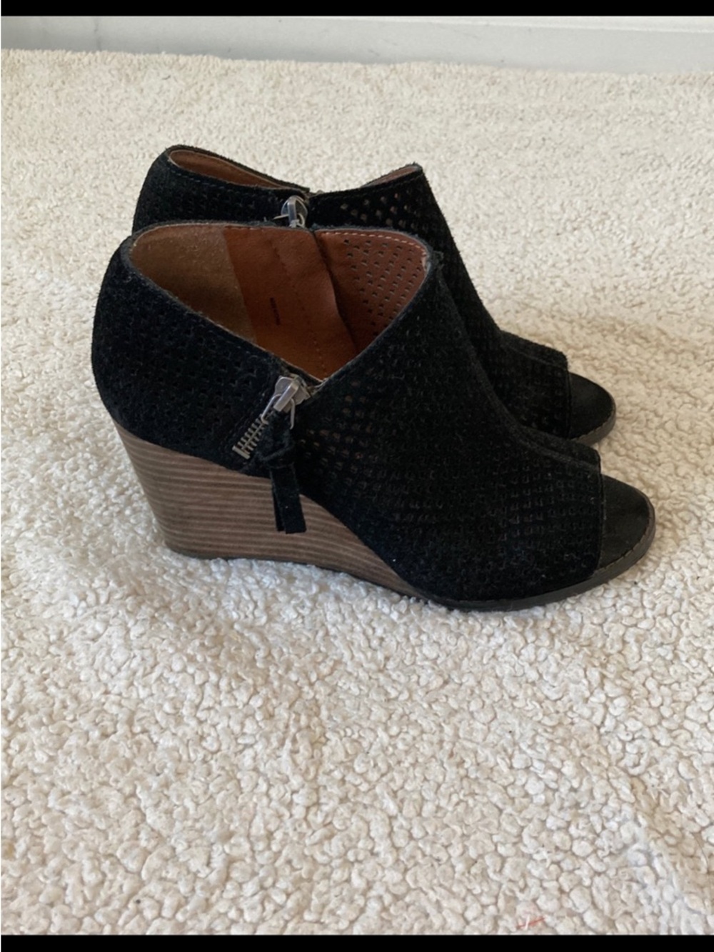 Lucky Brand Black suede zip booties size 7.5